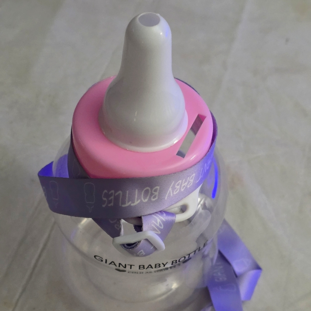 Giant Baby Bottle with Pink and Purple Accents